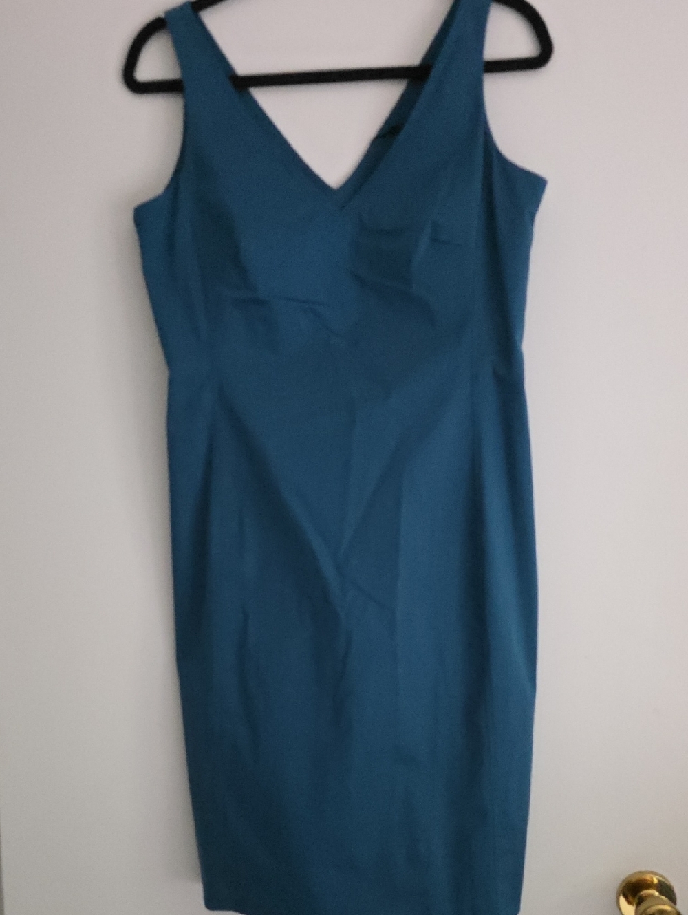 Piazza Sempione Teal V-Neck Midi Sheath Dress